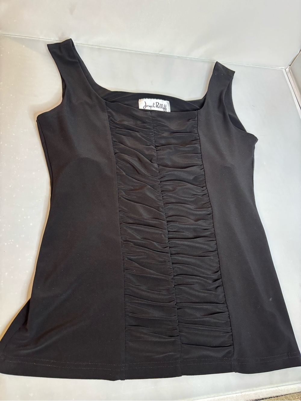 Joseph Ribkoff Black Ruched Front Tank Top